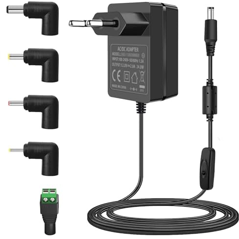 12V 2A Netzteil, AC 100-240V zu DC 12 Volt Led Trafo Power Adapter Kompatibel mit 12Vdc 2.0A 2000mA 1.5A 1500mA 1A 1000mA Router LED Strip Light Externe Festplatte CCTV Kamera.