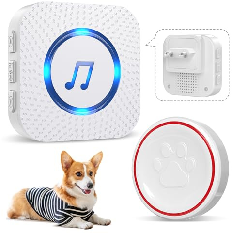 ChunHee kattkoppel/hundklocka Buzzer hund husdjur dörrklockor sensor touch vattentät dörrklocka uttag mottagare (vit – 1 x mottagare 1 x touch dörrklocka)