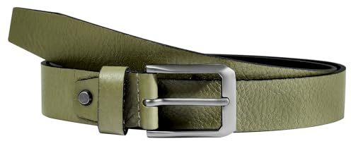 LEONARDO VERRELLI Damen-Gürtel Leder verschiedene Farben kürzbar 85-125 cm 3100097-3100104 (Grün, Bundweite: 100 cm - Gesamtlänge: 115 cm)