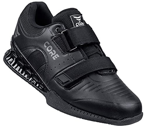 Nordcore Gewichtheberschuhe Force Black - Weightlifting Shoes for Squat, Deadlift, Powerlifting & Bodybuilding - Gym Schuhe für Herren und Damen - Gewichtheber Schuhe für Kreuzheben & krafttraining