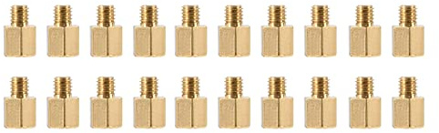 YOKIVE 20Stk M3 Standoff Schrauben Messing für Hauptplatine Gold Ton | Sechskant PCB Abstandshalter Halten Höhe Einheitlich Groß, 5mm+3mm