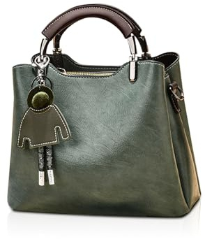 NICOLE & DORIS Handtasche Damen Klein Umhängetasche Crossbody PU Leder Henkeltasche Schultertasche Vintage Mini Tasche Satchel Handtasche mit Anhänger Grün