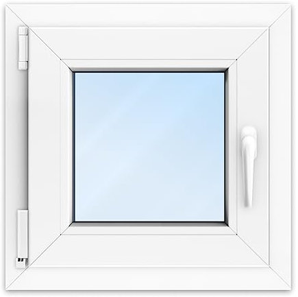 FENSTERVERSAND - Kellerfenster, Kunststofffenster Weiß - 2-fach Verglasung mit Klarglas - Dreh- & Kippfenster, hochwertig isoliertes Fenster 50x50 - DIN links - BxH: 500x500 mm, 70 mm Profil