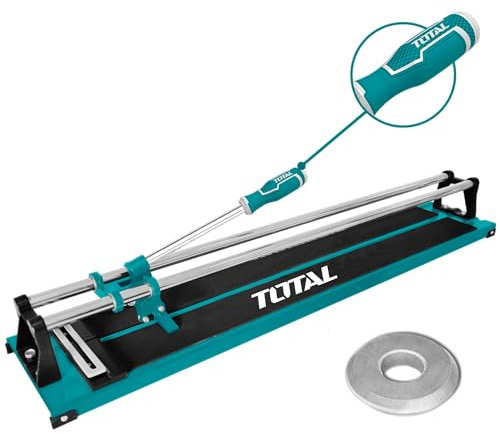 TOTAL - Tagliapiastrelle | Per piastrelle fino a 600 mm | Con 2 lame in tungsteno | Strumento per tagliare piastrelle e piastrelle | Ideale per lavori di costruzione e ristrutturazione