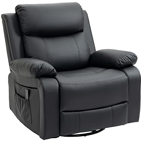 HOMCOM Fauteuil de Massage et Relaxation électrique inclinable pivotant Repose-pied télécommande Noir