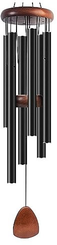Hixingo Campane a Vento da Esterno, Campanelli Eolici con 6 Tubi in Lega di Alluminio Tubolari Campana da Appendere per Decorazioni Giardino Casa Terrazzo Regali di Compleanno (Nero,37inch)