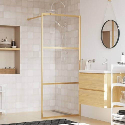 SECOLI Box Doccia Walk in Vetro Doccia Parete per Doccia Walk-in Vetro Trasparente ESG 80x195 cm Oro