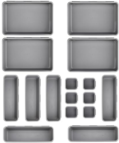 16 Stück Schubladen Organizer, Schubladen Organizer Küche, 3 Größen Drawer Organizer Box, Verstellbar Organizer Schminke für Küche, Bad, Garagenwerkzeug, Utensilien