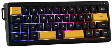 EPOMAKER TH40 VIA Tastiera meccanica Guarnizione Tastiera da gioco Wireless/Bluetooth, con 40 tasti, Hot-swap, RGB, batteria 3000mAh, NKRO, per PC/Mac (Black, Flamingo Switch)