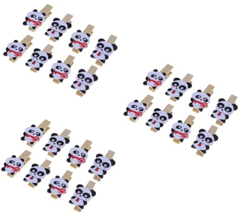 NUOBESTY Pz clip di immagini mollette da bucato in legno mini pioli di legno tubberwares portafoto clip di Cartone animato molletta panda fermaglio in piccola clip Bambù