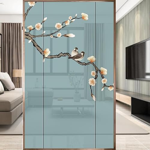 Sichtschutzfolie 3D Fensterfolie Glasdekorfolie PVC für Badezimmer Kinderzimmer Küche,Schlafzimmer Wohnzimmer Esszimmer Büro Hotels Klassenzimmer 44.5x300 cm Zwei Vögel