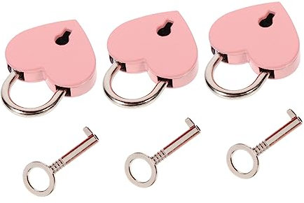 WOONEKY 3sätze Herzförmige Vorhängeschlösser Mit Schlüssel Locks Für Schmuckbox Wünschlock Für Kreative Deko Rosa