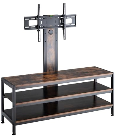 pro.tec Mobile Basso con Supporto TV per Schermo fino a 70 Tavolino Porta TV con Staffe Regolabili Stand TV e Centri Multimediali - Nero/Effetto Rovere Rustico