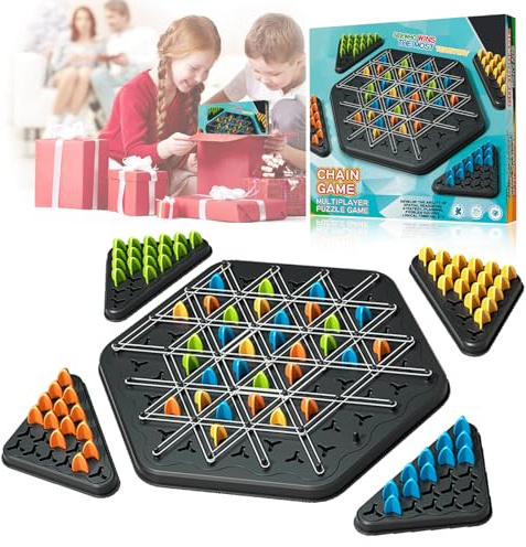 PICKONA Triggle Game Triangle Chain Strategy Board Game for 2–4 Players Fun Family Challenge Game Building Thinking & Strategy Skills Night Gift Idea for Kids & Adults