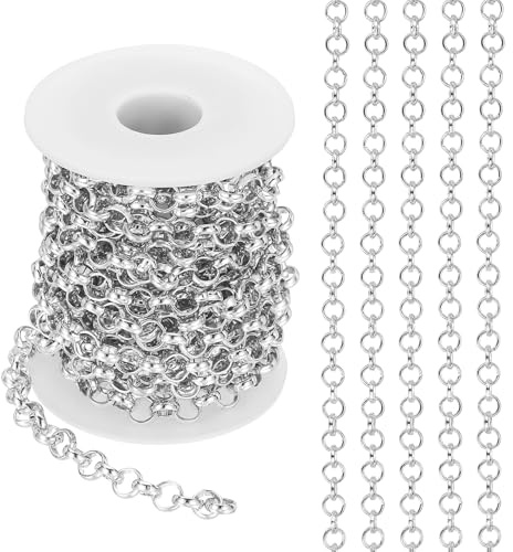 PATIKIL 16,4 fot cirkel länkkedja, 8 mm kedja rulle trottoarkant kedja smycken tillverkning länkar spole metall hantverk kedja halsband kedjor för gör-det-själv tillverkning tillbehör halsband armband