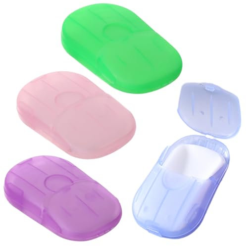 SGERUFZ 80 Hojas Jabón Papel Desechable, 4 Cajas Portátiles Mini Hojas de Jabón Papel para Viajes Campamento Lavado al Aire Libre