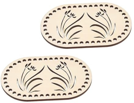 PHENOFICE 2st Holzspäne Für Den Korbboden Handgemachter Handtaschenboden Taschenboden Mit Ausgehöhltem Design Gehäkelte Taschenbasis Strick-geldbörsenformer Filigraner Taschenboden Khaki