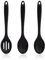 UEIOAVL Cucchiai da cucina, Cucchiaio da cucina in silicone da 3 pezzi Cucchiaio da cucina in silicone Cucchiaio per mescolare Cucchiaio da cucina Cucchiaio antiaderente (manico lungo 20 cm, nero)