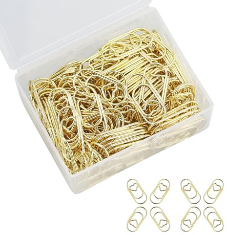 140 stycken gem – minipappersklämmor i hjärtform, gem set för kontor, klassrum, mapp klämmor, affischer, foto (guld)