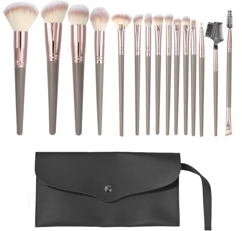 Lxtness Lot de 15 pinceaux de maquillage professionnel pour Fond de Teint Mélange de Poudre yeux poils naturels-synthétiques set pinceaux yeux fard à paupières, sourcils