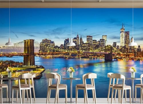 Fotomurale New York Carta da Parati Costruzione di Ponti 3D Fotomurali In Tessuto Non Tessuto 300x210 Decorazione Parete Camere da Letto Soggiorno Pareti Murale Poster Giganti a.5316