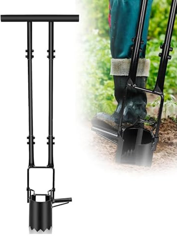 Planteuse De Bulbes À Long Manche, Planteuse De Bulbes De Jardinage, Outil De Plantation De Bulbes À Base Dentelée, Charge De 100 Livres Et Tube d'acier Simple De 20 Mm De Diamètre, Robuste