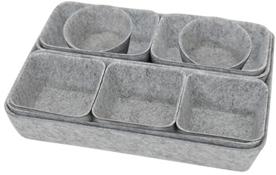 Aartner 10 Stück Schubladen Organizer Büro, Organizer Filz, Organizer Schublade, Schubladentrenner für Schminktisch, Schreibtisch, Nachttisch, Schrank & Kleiderschrank (Hellgrau)