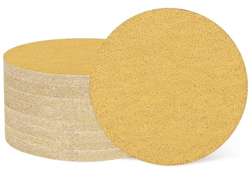 sourcing map 100 Pcs 2 Inch Sanding Discs 120 Grit Yellow Aluminum Oxide | Hook and Loop Sandpaper No-Hole Orbital Sander Sandpaper for Woodworking Automotive Metal Polishing