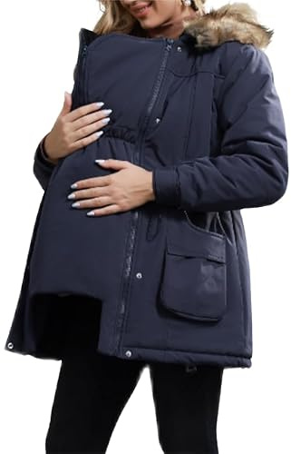 Maacie Abrigo de invierno premamá de algodón, chaqueta premamá cálida para uso diario