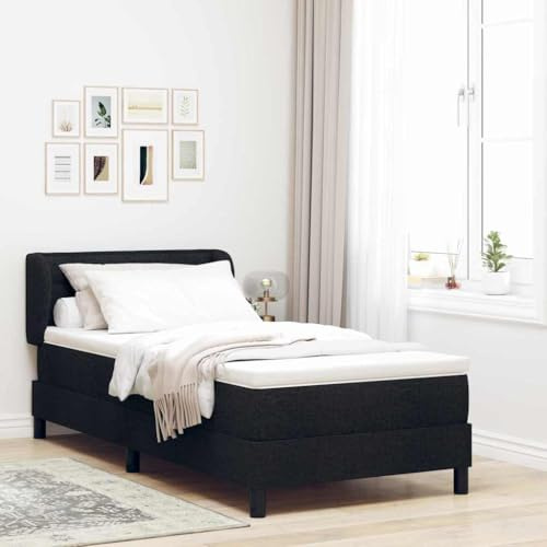 INLIFE Lit boxspring avec Matelas avec Matelas Noir 100 x 200 cm tissu-3339949