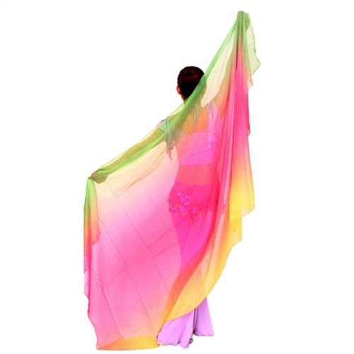 WEOKDFHA Bauchtanz Schleier Aus Seide Neuheit Gradient Schleier Schal Gesicht wickeln Mode Frauen Tanzen Bauch Kostüm Seide-wie Bauchtanz(Color-02)
