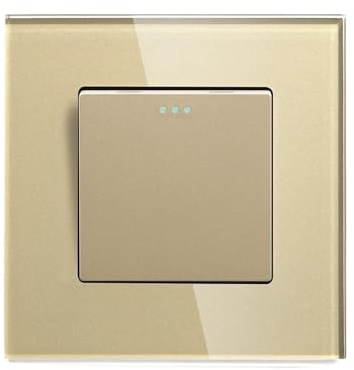 Interruttore A Pulsante Meccanico Da 1/2/3 Gang, Interruttori Per Luci Parete, Per Lampada A LED A 1 Via, Pannello In Vetro Standard 10 A(1Gang Gold)