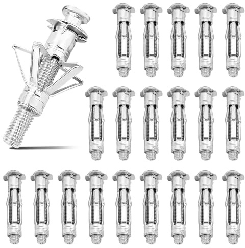20 Stück Hohlraumdübel, M8 x 52 mm, für 3-20 mm Dicke, Befestigung Leichter Gegenstände, Kohlenstoffstahl Spreizdübel, Gipskartondübel für Hohlwände, Hohlgipsplatte (M8 x 52 mm)