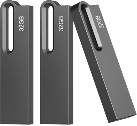 Memoria USB Stick 32GB 3 Unidades Pendrive USB 2.0 Flash Drive Metal Pen Drives Impermeable para PC Computador Negro