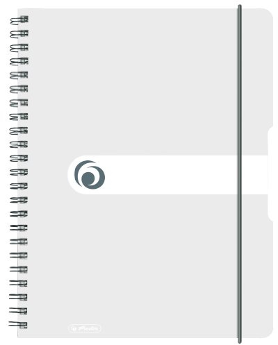 herlitz 2 x Spiralblock A4 kariert 5 mm mit Rand – Easy Orga To Go Collegeblock, 80 Blatt 80 g/m², Doppelspirale, Mikroperforation, 4-fach Lochung, transparenter Einband mit Gummizug