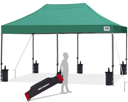 ABCCANOPY Pop Up Gazebo with Detachable Awning, Commercial Market stall, Bonus Upgraded Roller Bag, 4 Weight Bags, Stakes and Ropes