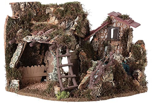Holyart Etable crèche Noel Fontaine Maison échelle40x58x38
