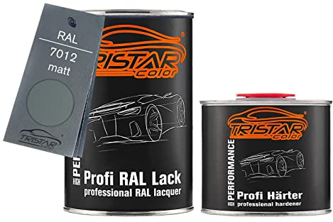 TRISTARcolor RAL 7012 Basaltgrau matt Lack Dose + Härter 1,5 L | 2K-Set aus Lack + Härter, schnelltrocknend