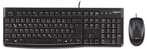 Logitech MK120 Kabelgebundenes Tastatur-Maus-Set, Optische Maus, USB-Anschluss, PC/Laptop, Schweizer QWERTZ-Layout - Schwarz (MK120 | 2er Set)
