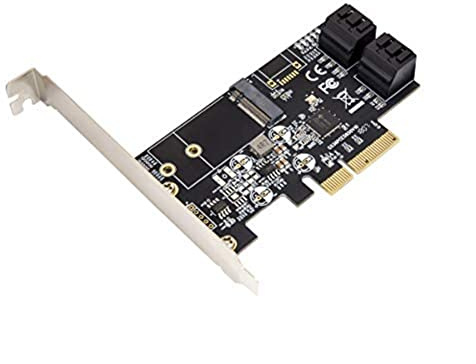 IO Crest Internal 4 Port Non-Raid SATA III 6GB/s with M.2 B-Key 22x42 PCI-E x4 Controller Card for Desktop PC Support SSD and HDD with Low Profile Bracket. JMB585 Chipset