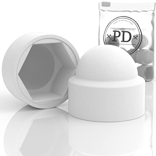 PD® Sechskant Schutzkappen M6 (SW 10) | Abdeckkappen Weiß | 50 Stück | Langlebige Schraubenabdeckung aus Kunststoff für Muttern & Schraubenkopf | Zuverlässiger Witterungs- & Korrosionsschutz