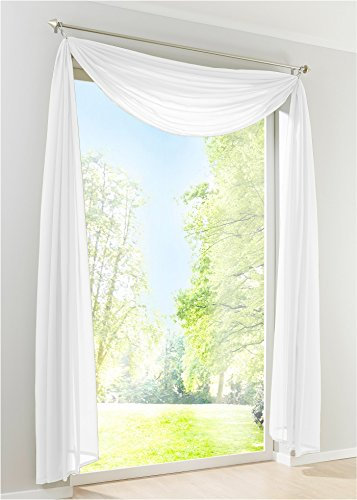 Yaland Voile Transparenter Freihandbogen einfarbig Uni Querbehang Wohnzimmer Gardinenschals, 280cm Breite, meterware