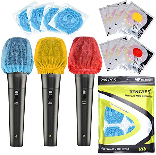 200 PCS (100 Pack) Microphone Hygiene Covers Disposable Non-woven Handheld Mic Mike Cover Windscreen Protective Cap for KTV Karaoke Recording Room Stage Performance (multicolored)