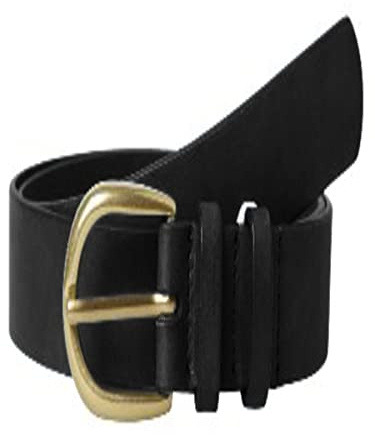 PIECES Damen Pchaven Leather Jeans Belt Fc Noos, Black/Detail:gold Buckle, 85