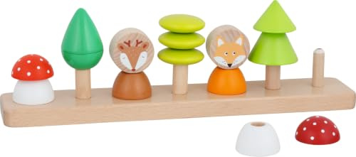 goki 58423 - Farben- und Formensortierspiel Kleine Waldfreunde - aus Buchenholz - Lern- und Sortierspielzeug - für Kleinkinder ab 2 Jahren