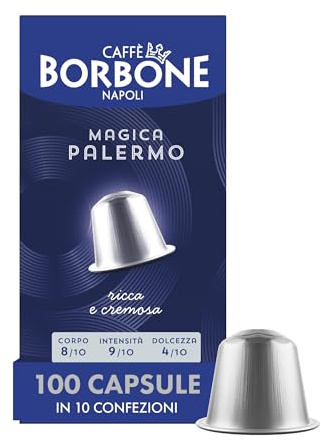 Caffé Borbone Mélange Magica Palermo -100 Capsules en Aluminium (10 paquets de 10) - Compatibles avec les machines à café à usage domestique Nespresso®*