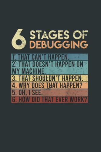 6 Stages of Debugging Software Tester developer Coder: Joke Journal 6x9 120 Pages