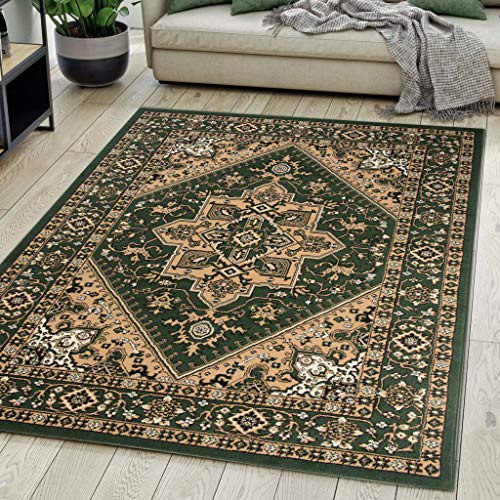 Mazovia Tappeto Salotto Moderno Orientale e Vintage Pelo Corto - Tappeti Soggiorno Turchi Originali - Tappeti Camera da Letto - Tappeti Salotto Grandi Dimensioni - Verde 200x300 cm