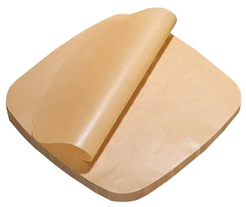 SagaSave Lot de 100 doublures pour friteuse à air, papier sulfurisé de 18 cm, anti-adhésif, résistant à la graisse, marron