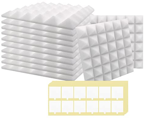 SK Studio Paneles de Espuma Acústica 12 Piezas, Insonorizacion acustica pared 30 x 30 x 2,5 cm Paneles Acústicos para Estudios, Estudios de Grabación, Oficinas, Sala Acústica Blanco
